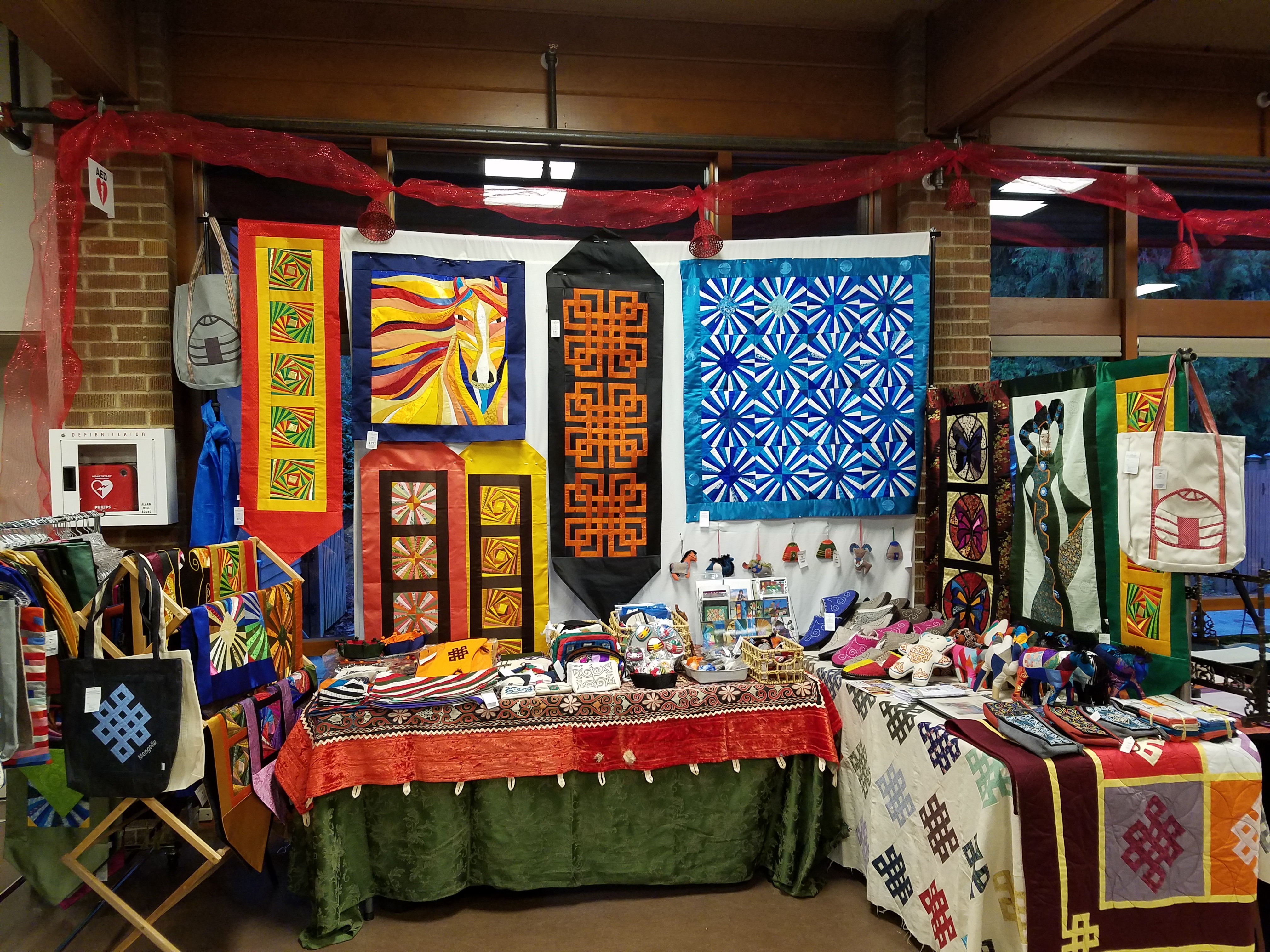 Mongolian Quilting Center booth | Dragonfly Quilts Blog